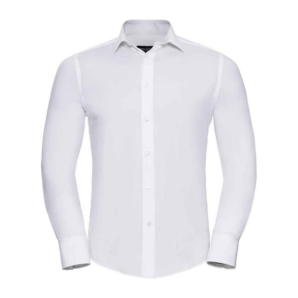 Russell Collection Mens Stretch Fitted Long-Sleeved Shirt