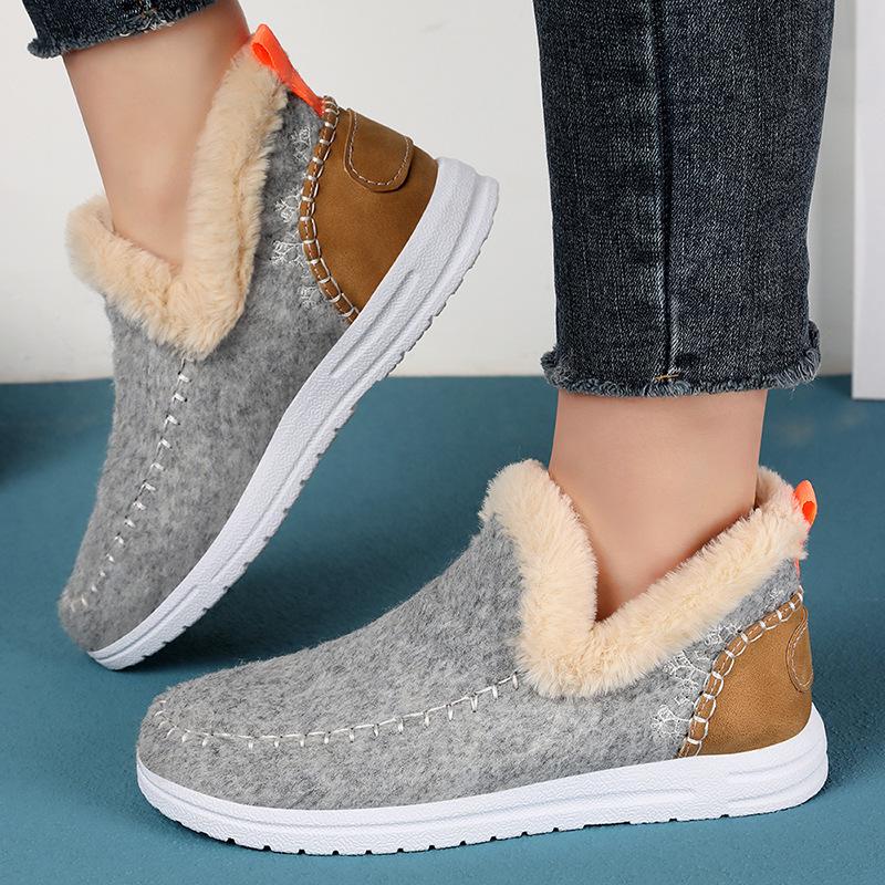 Women's Fleece-Lined Cotton Snow Boots – Slip-On Short Winter Boots