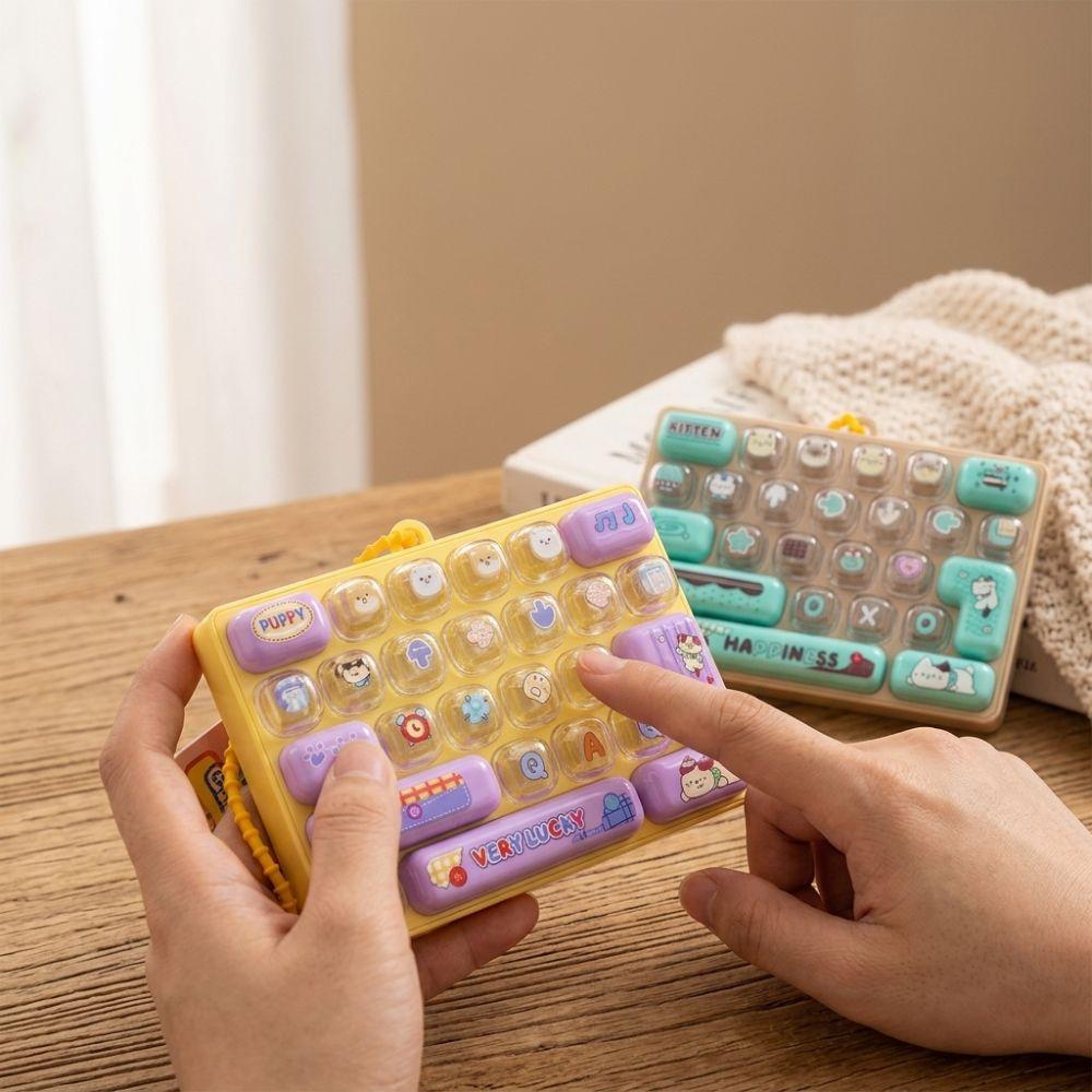 Plastic Mechanical Fidget Keyboard Clear Key Sounds Mini Keyboard Charm Toy Student Gift