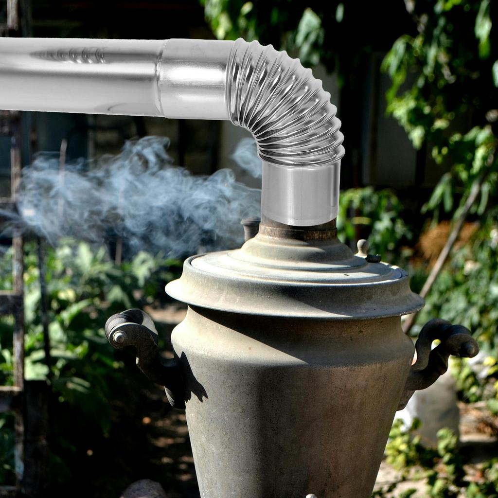 3Pcs Stainless Steel Chimney Flue Vent Straight Tube Elbow Adapter for Gas Water Heater Exhaust Vent