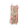 Pink Tropical Plant - Printed Ruffled Spaghetti Strap Dress