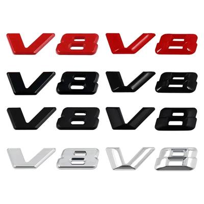 3D Chrome Black V8 Logo Letters Car Fender Emblem Badge Sticker For GL ML SL 500 220 C63 S500 V8 Accessories