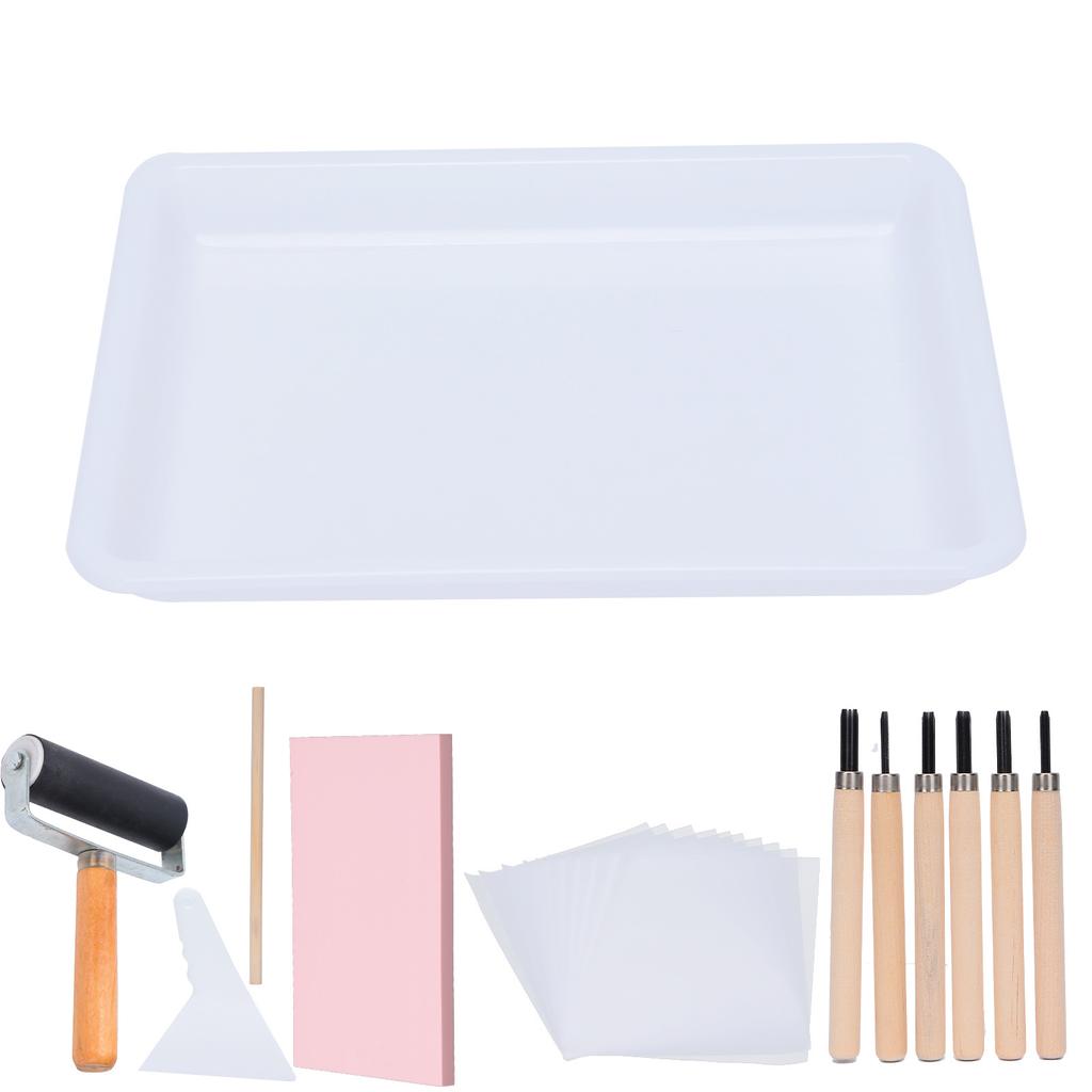 Rubber Carving Kit Block Stamp Making Set Printmaking Printing Art Craft with Cutter Tools