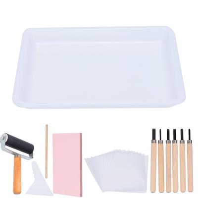 Rubber Carving Kit Block Stamp Making Set Printmaking Printing Art Craft with Cutter Tools