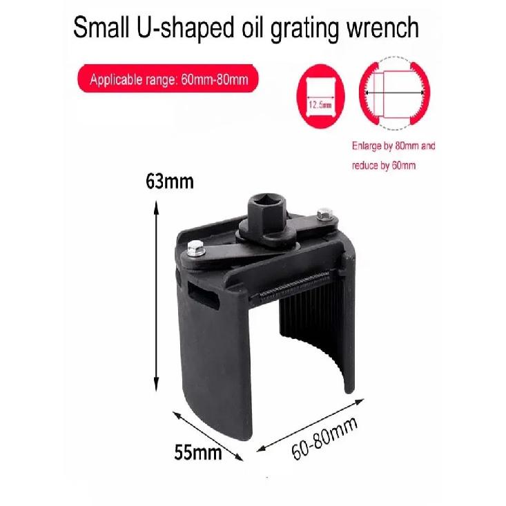 Oil Grid Wrench, Two Claw, U-Shaped Forward and Reverse Adjustable Filter Element, Filter Replacement and Disassembly Tool, Smal S