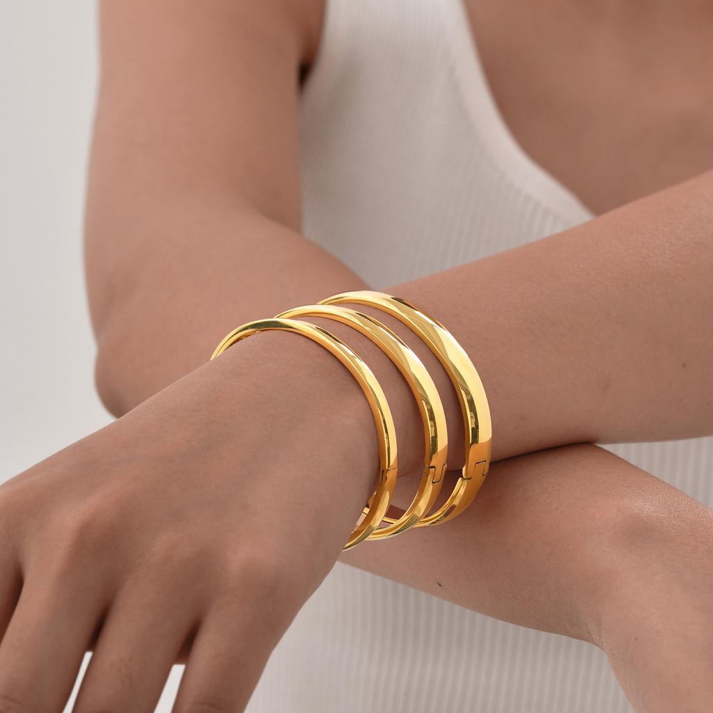 Women Anti Allergy Stainless Steel Cuff Bracelets Bangle, Trendy Wristband Jewelry Stacking Open Bracelet To Girls Mom Wife