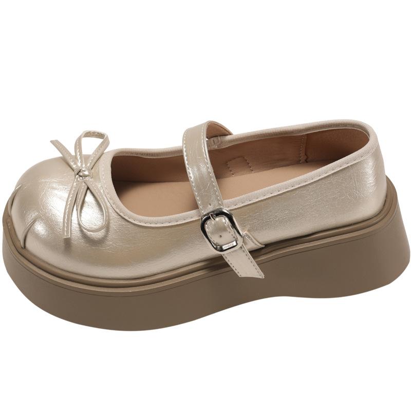 Queen Fan French round head shallow mouth platform single shoes women's summer 2025 new with skirt heightening Mary Jane shoes
