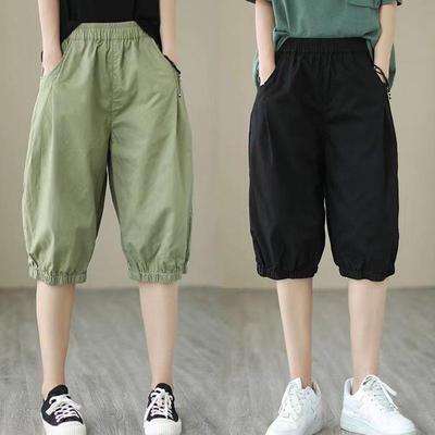 Shorts Harem Décontractés Taille Haute pour Femmes - Style Japonais, Jambes Larges, Taille Élastique, Mode Été.