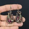 Wonderful Ruby Gemstone Handmade Pure Copper Wire Wrapped Earrings Jewelry