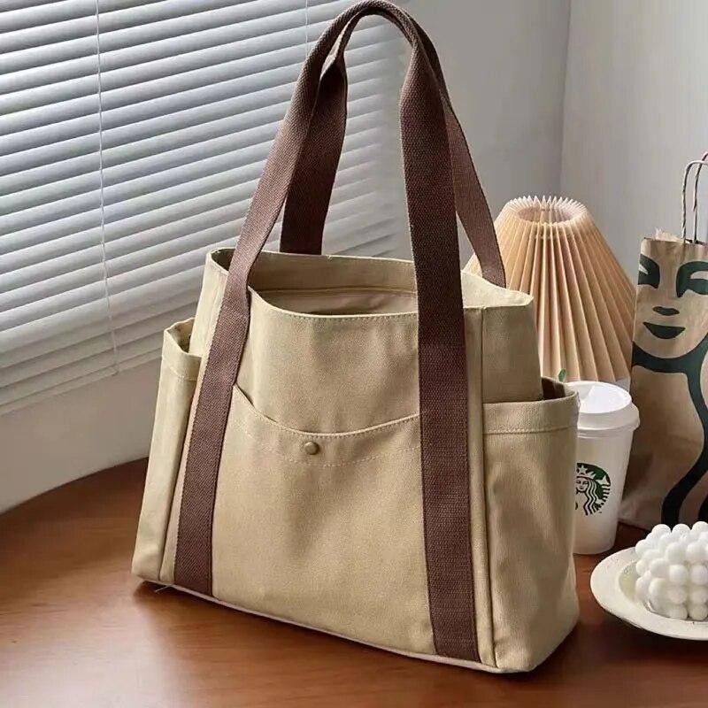 Large Capacity Tote Canvas Bag for Work Outgoing High Appearance Commuting Versatile Art Student Clothing Book Shoulder Bag Bag