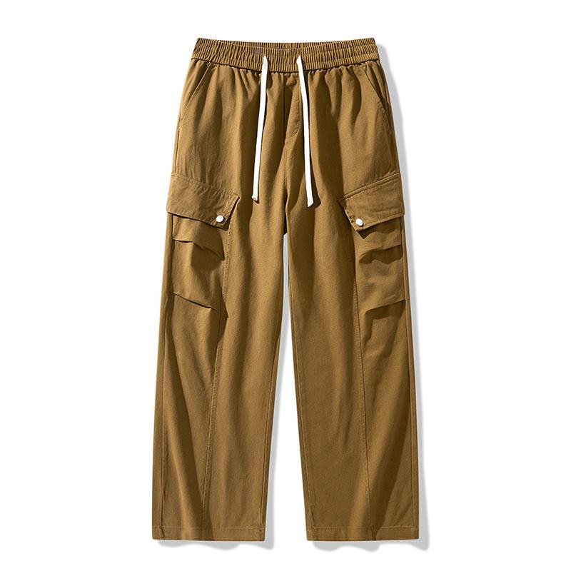 

New Spring and Autumn Work Pants for Men Heavy Cotton Straight Trousers for Teenagers Multi-pocket Loose Casual Pants M