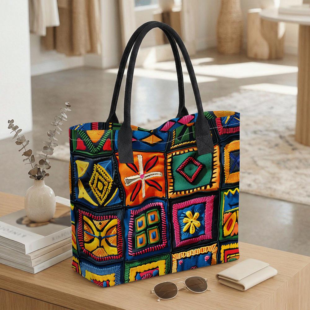  Bohemian Embroidered Tote Bag Large Capacity Casual Shoulder Bag for Daily Use