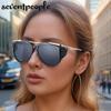 Oversized Oval Punk Sunglasses Women Men  Luxury Brand Designer Vintage Round Metal Frame Sun Glasses For Ladies Eyewear
