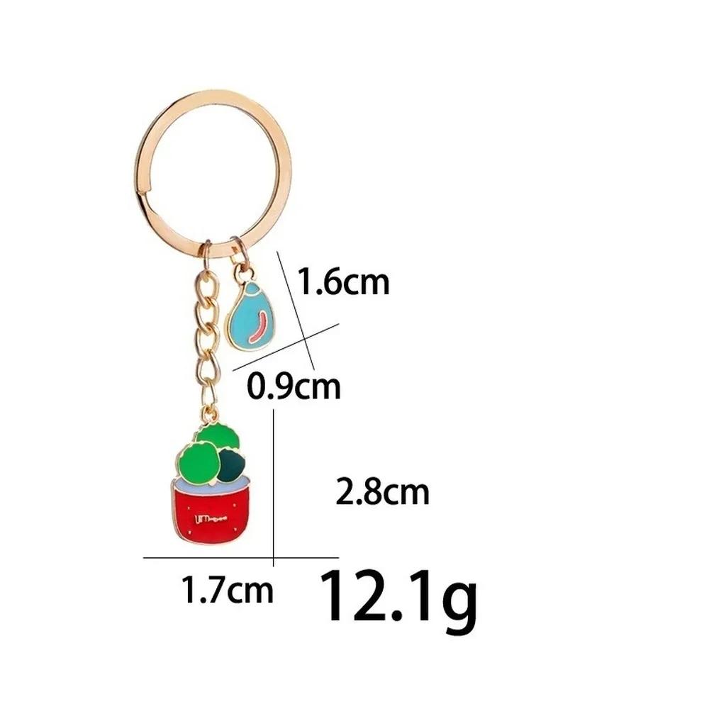 Womens Succulent Potted Plant Keychain Beach Style Hat Garden Succulent Cactus Plant Keychain Zinc Alloy Oil Drop Pendant Gift