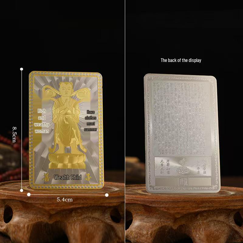 Mount Putuo Shancai Cave Wealth Guardian Buddha Card Set – Gold & Silver for Men and Women
