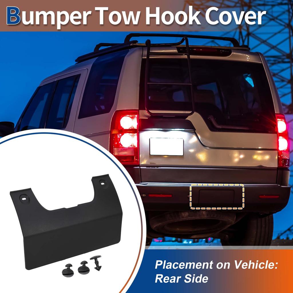 ACROPIX Unpainted Rear Car Bumper Toe Hook Cover for Land Rover LR3 LR4 Part 1 Piece 2005-2009, 2010-2016, Number DPO500011PCL,