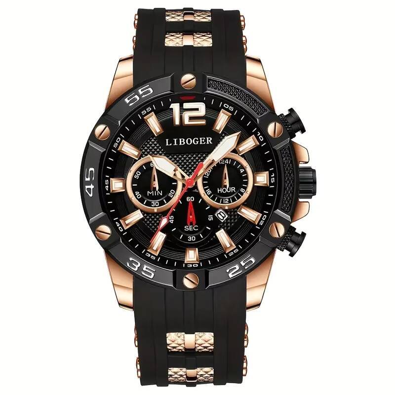 Luxury Large Dial Men Watches Casual Silicone Strap Calendar Quartz Wristwatches Mens Clock Reloj Hombre