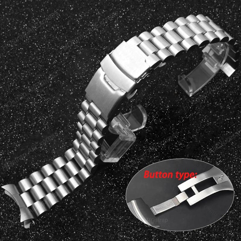 Cinturino di Lusso in Acciaio Inossidabile Massiccio 18mm 19mm 20mm 21mm 22mm 23mm 24mm 26/28/30mm per Orologi Seiko con Attacco Curvo