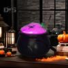 Halloween Witch Cauldron Set DIY Plastic Black Pot with Artificial Spiders Light Up Bubble Witch Cauldron for Halloween Kitchen Table Decor