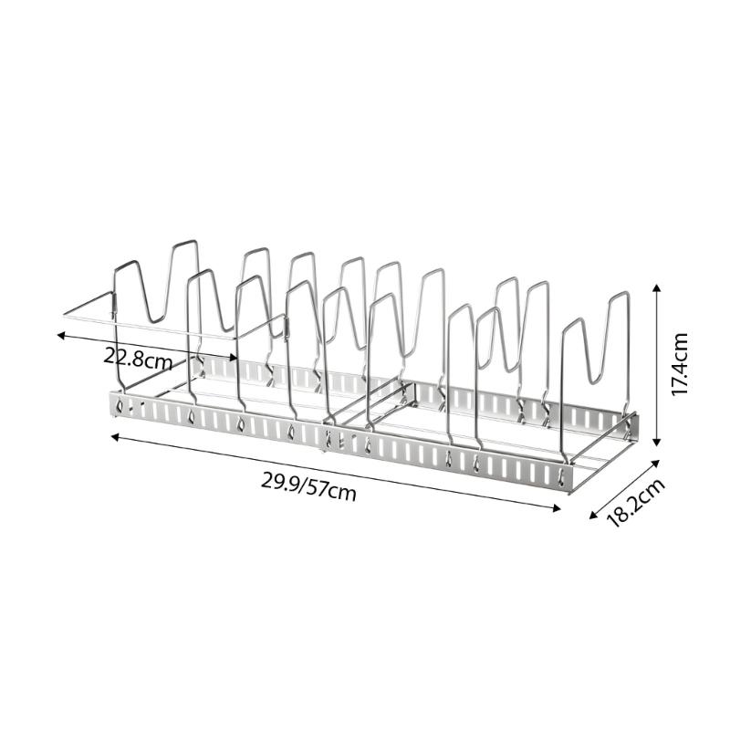 Steel Adjustable Pot Lid Rack Wall Mounted Organizers For Kitchen Storage Solution with Tool Easy Setups for Kitchen Use