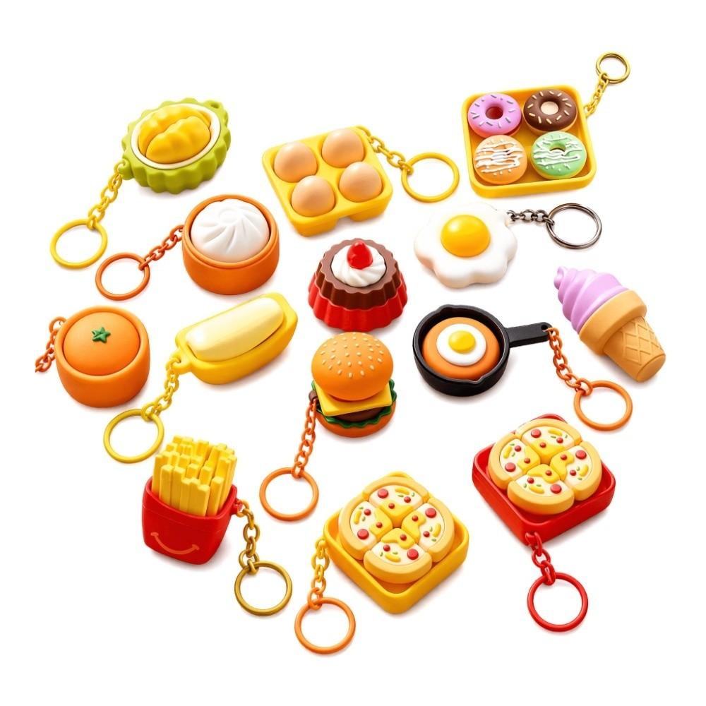 Cartoon Calming Keychain Keys Pizza Egg Foods Clicker Key Chain Children Adults