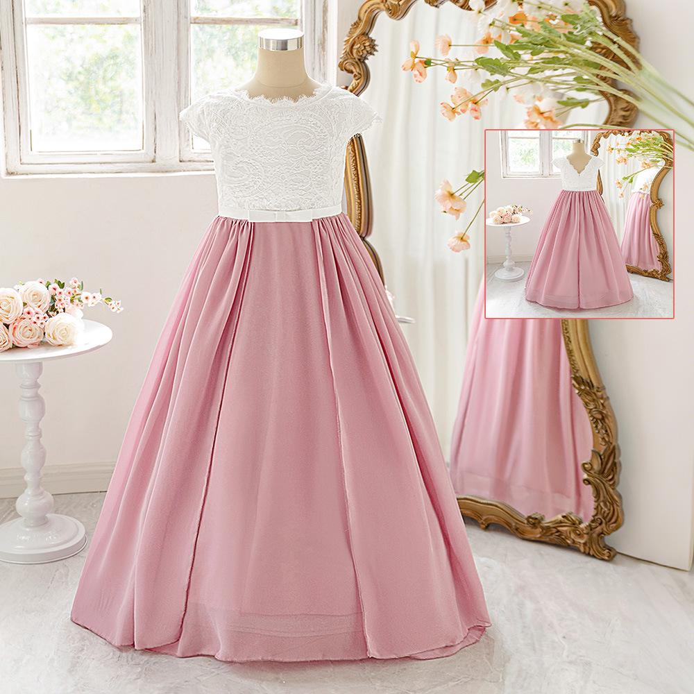 Girls' Princess Lace Dress - Flower Girl Wedding & Party Gown