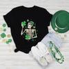 Patricks St Pattys Skeleton Dancing Funny Irish Shirt Saint Day Shamrock Unisex Graphic Tshirts Crewneck Regular Short Sleeve