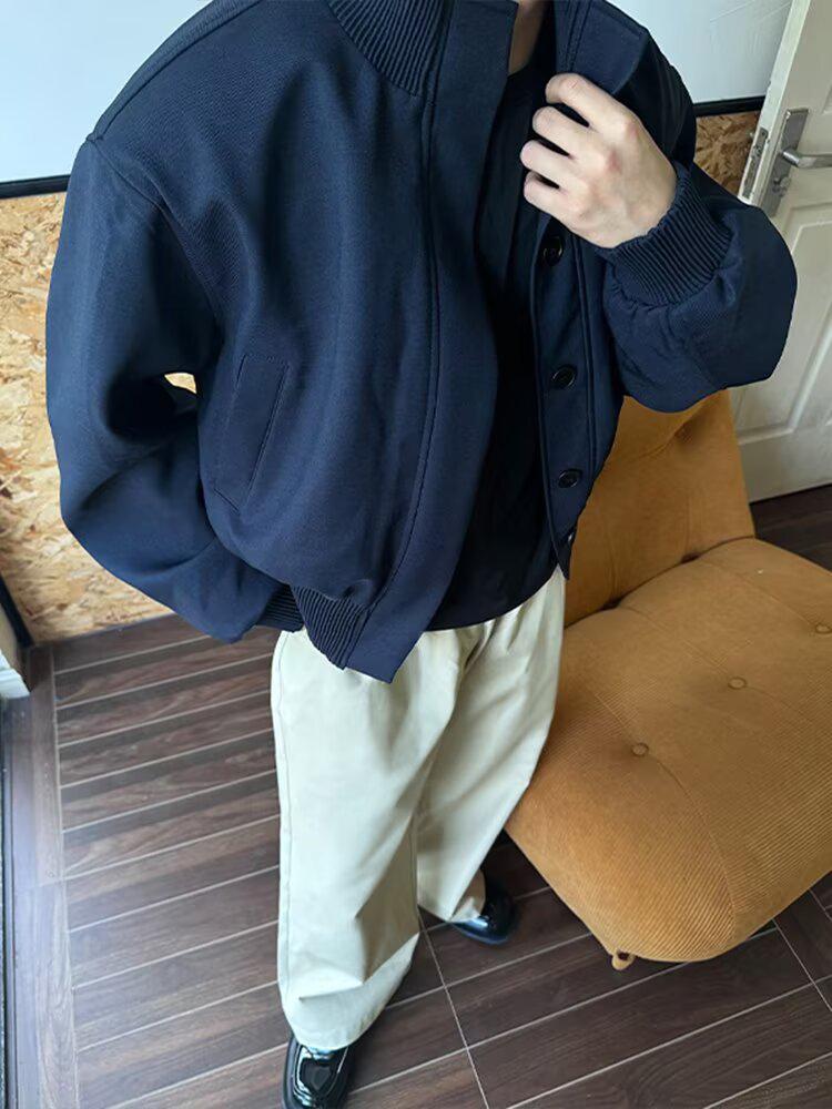 Męska pikowana kurtka bomberka Harajuku 2025 - Wysokiej klasy casualowy kołnierz stojący na wiosnę/jesień