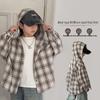Boys' Casual Hooded Plaid Shirt Jacket
