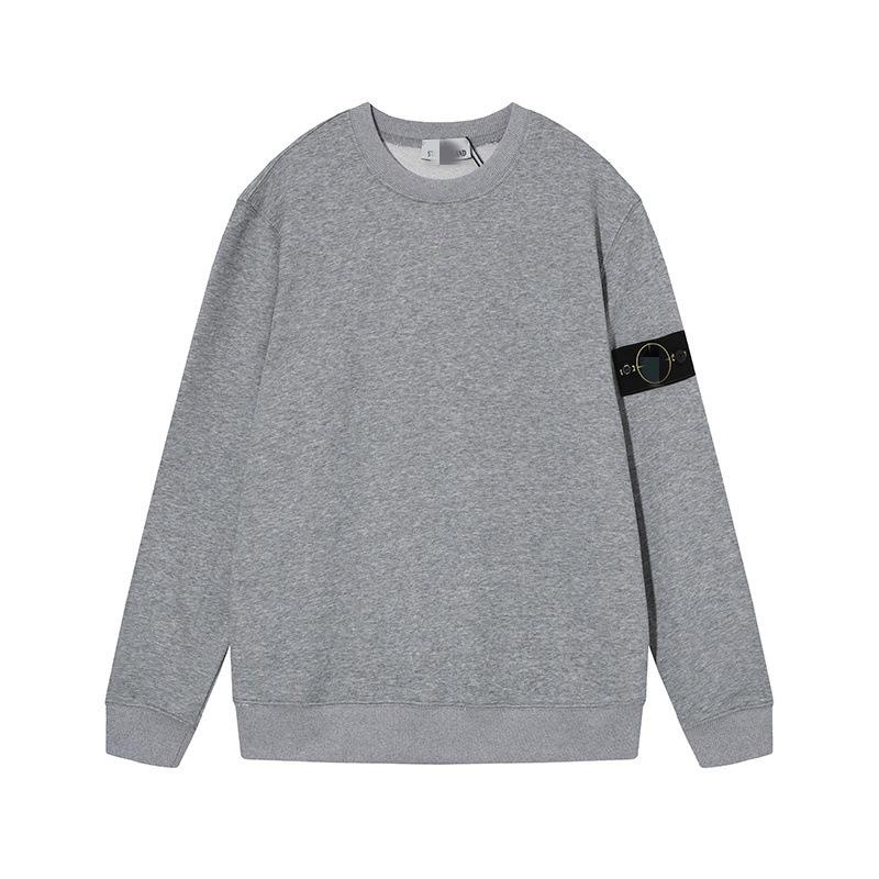 STON Basic Solid Color Compass Patch Fleece Hoodie Long Sleeve Pullover Sweatshirt for Men Women