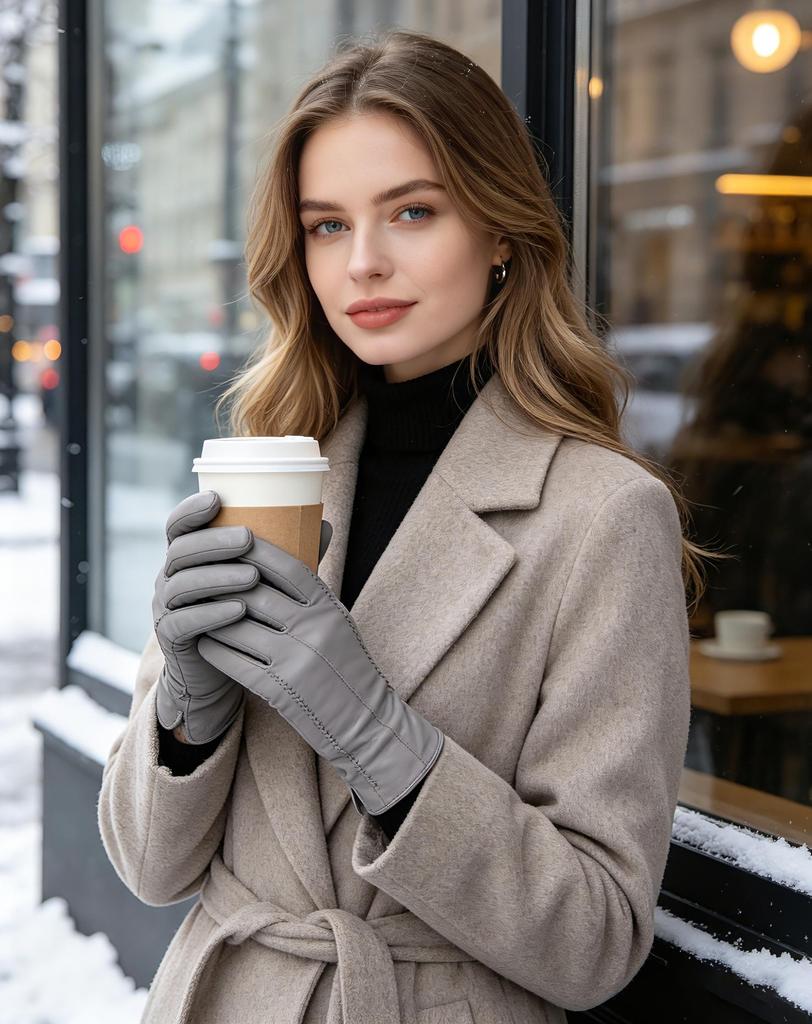 Fashion Women's Gloves Color Sheepskin Winter Warm Thin Touch Screen Gloves High Quality