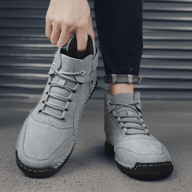 Mid-top Shoe Casual Sneaker Casual Shoe Ankle Boots Loafers Round Toe Leather  Fashion Sports and Leisure Non-slip Work Boots