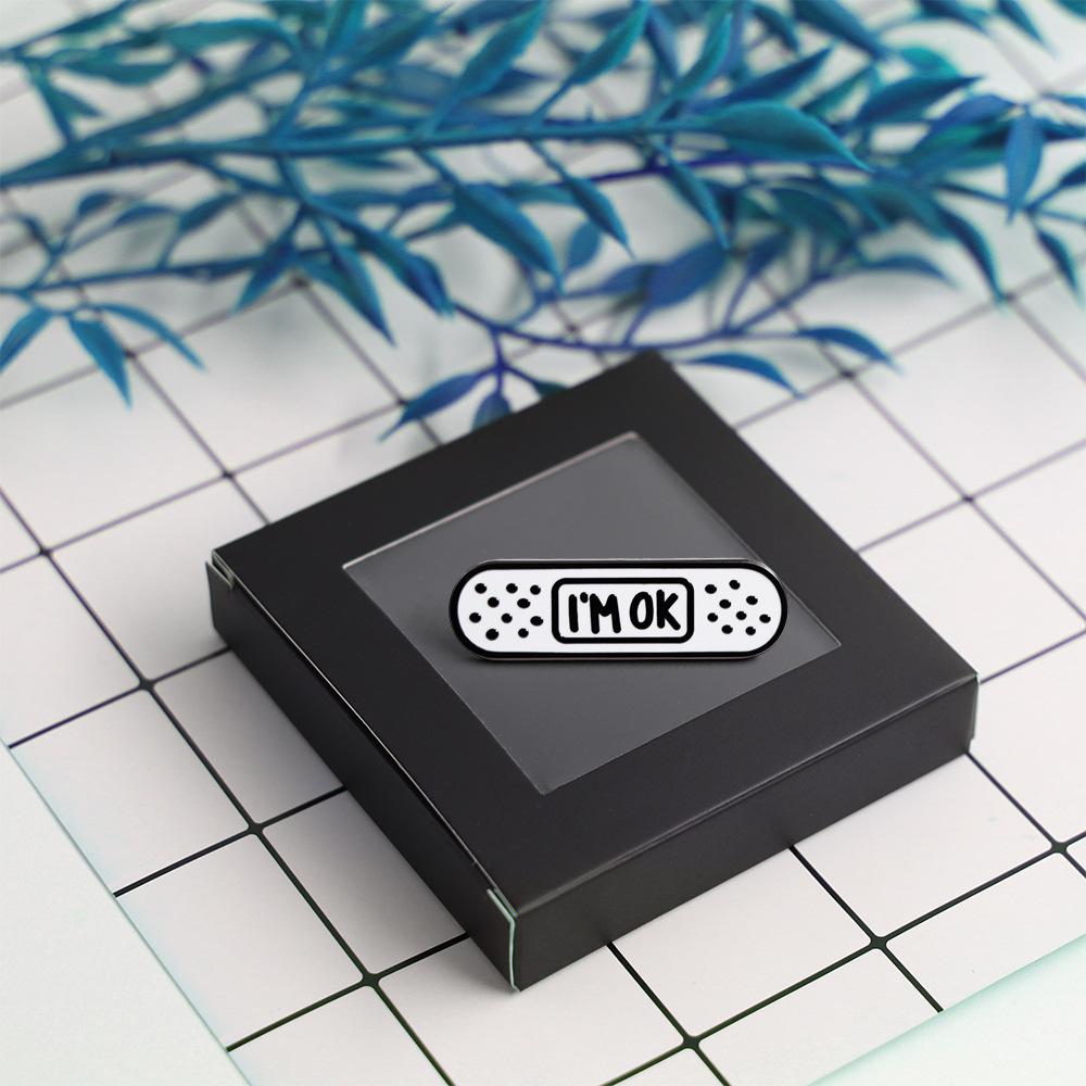 I'm Fine Band-Aid Enamel Brooch: Cute Self-Care Pin - Mental Health Themed Gift Badge