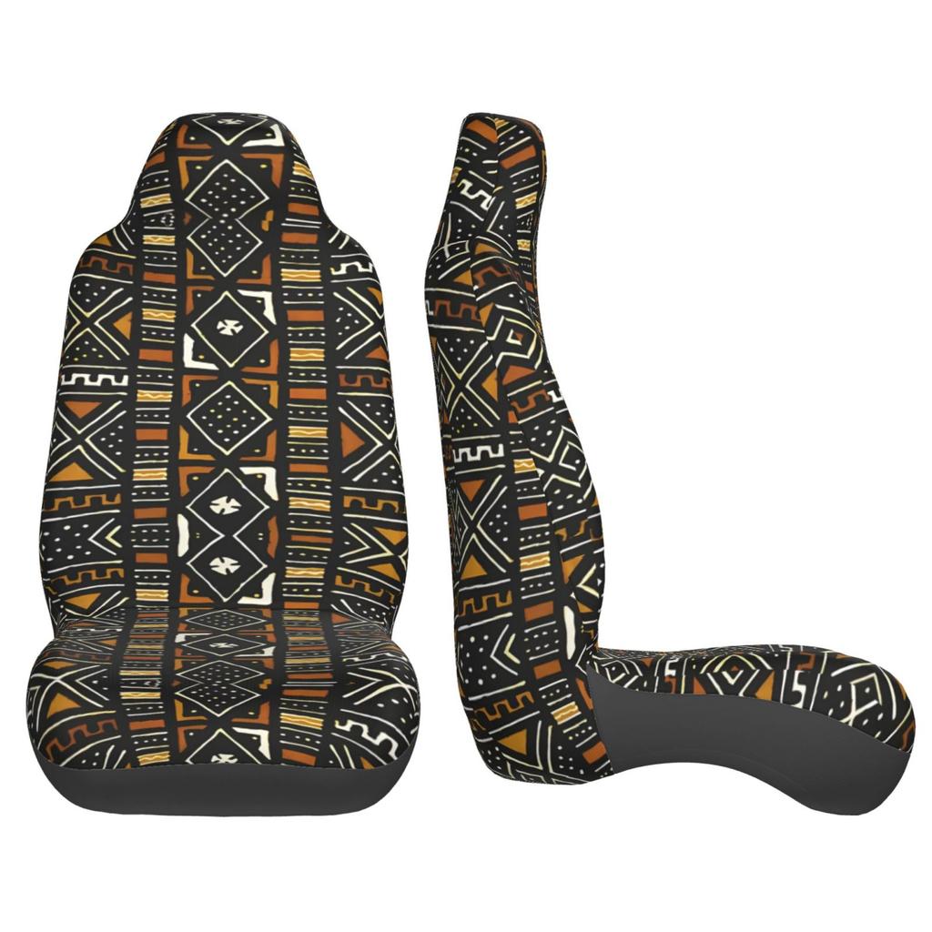 Africa Ethnic Tribal Art Car Seat Cover Seat Cover Anti Fouling and Convenient Protective Cover Unique Style 2PCS Universal Type