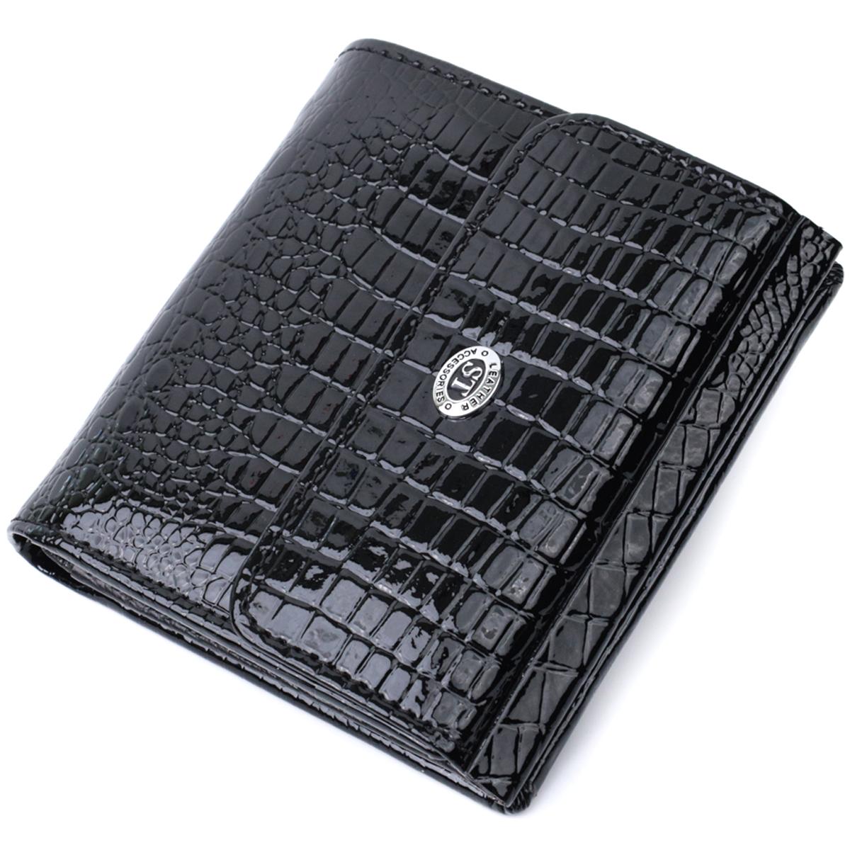 

Жіночий фактурний гаманець із натуральної шкіри ST Leather 22706 Чорний