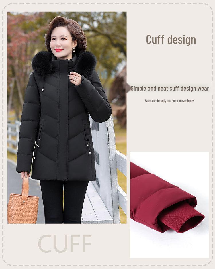 Mom's Fashionable Mid-Length Winter Coat - Age-Reducing Cotton Padded Jacket for Middle-Aged & Elderly Women