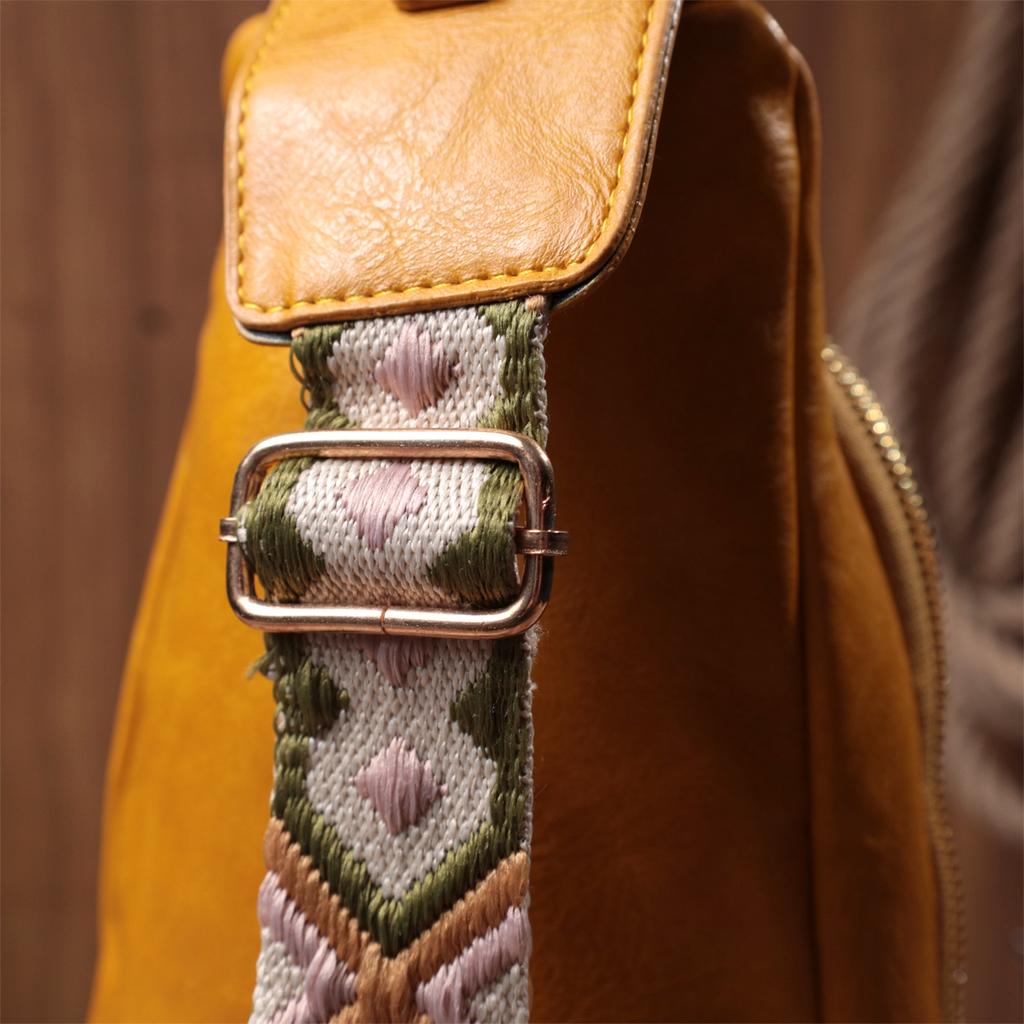 Bright Women's Sling Bag Over the Shoulder Made of Eco-leather VINTAGE Bag 22753 Yellow