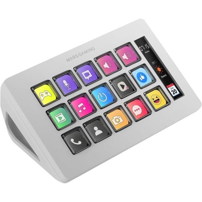 Contrôle Deck - Mars Gaming - MSD-One - 15 Touches LCD Personnalisables - Écran LCD Agrandi - Windows et MacOS