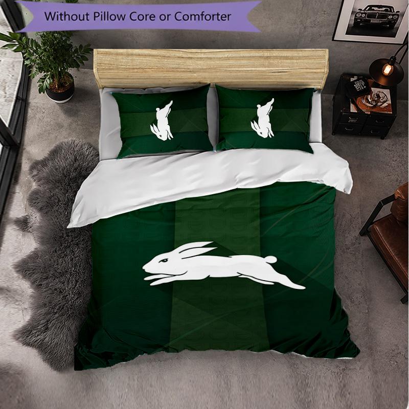 South Sydney Rabbitohs Modello Microfibra Set Biancheria da Letto 3 Pezzi Decorazione Copripiumino per Camera da Letto Uso Domestico
