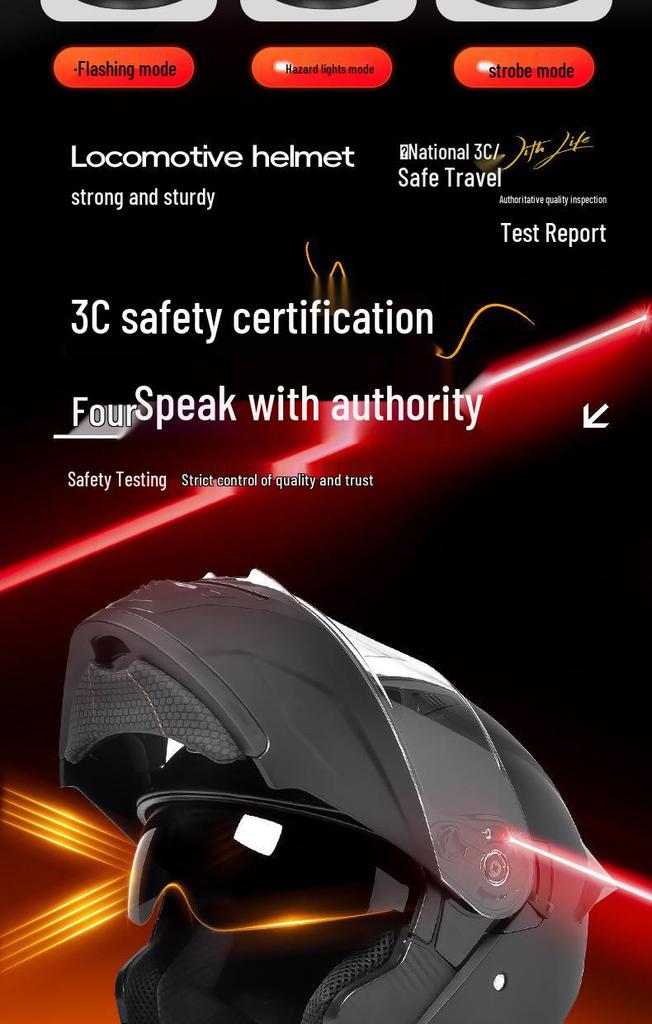 DOT Certified Unisex Flip-up Motorcycle Helmet: Stylish, All-Season Safety Taillight Design