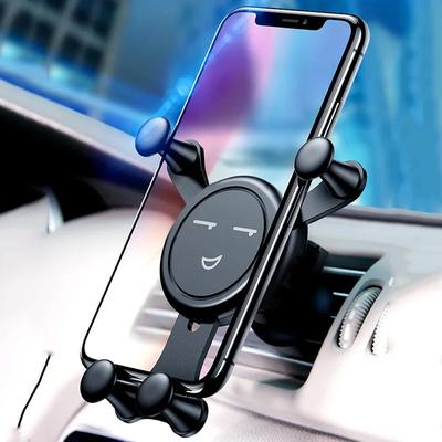 Schwerkraft Handyhalterung für iPhone 15 Lüftungsschlitz-Clip Smiley-Gesicht Halterung Handy Ständer GPS-Unterstützung für Xiaomi Samsung Huawei