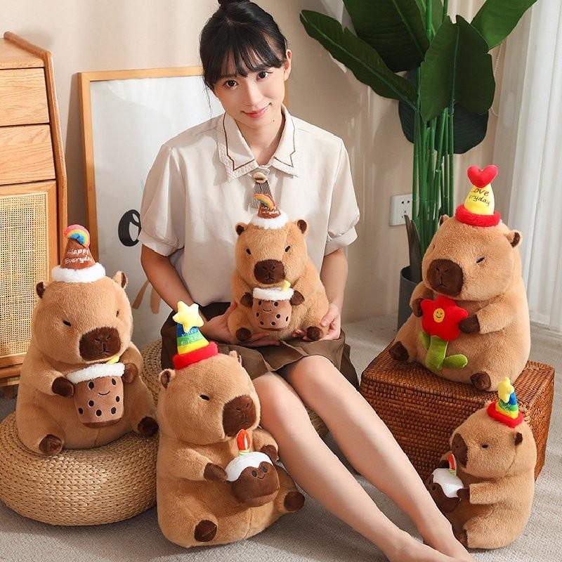Adorable Capybara Plush Toy With Cartoon Flower Design For Cozy Home Decor
