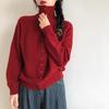 Versatile turtleneck knitted cardigan jacket women's autumn and winter new loose and thin thickened soft waxy sweater