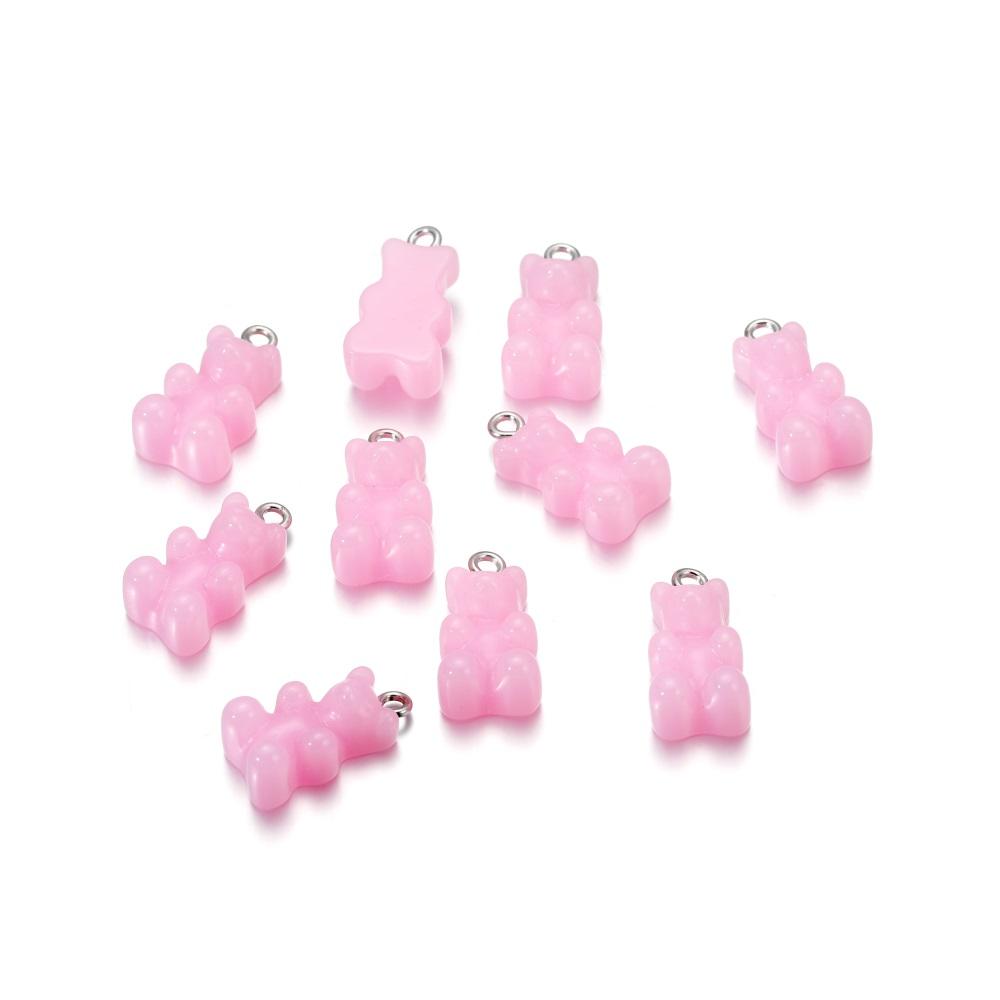 10pcs/lot Candy Color Resin Mini Bear Charms For Cute Earrings Pendants Necklaces Bracelets DIY Jewelry Making Accessories