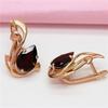 Purple Gold Pure Smoke Stone Swan Earrings Plated With Rose Gold Simple Fashion Classic Color Gold