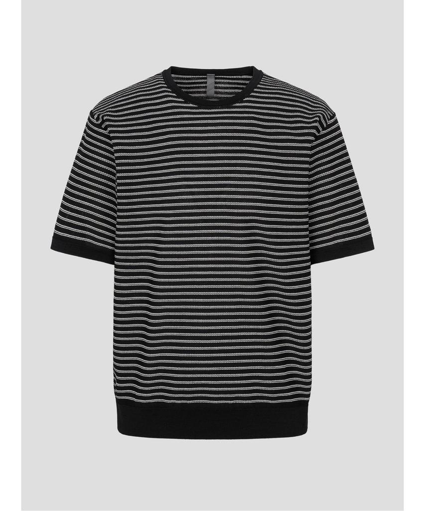 Binpolmen Gentle Tech Casual Pinstripe Round Knit Black