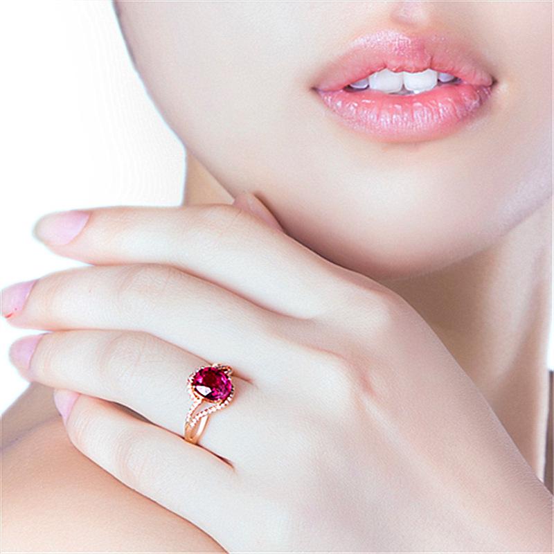 Dazzling 2-Carat Pigeon Blood Red Tourmaline Ring with Elegant Pave Diamonds