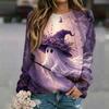 Women's Casual Neck Long Sleeve Raglan Halloween Print Sweatshirt