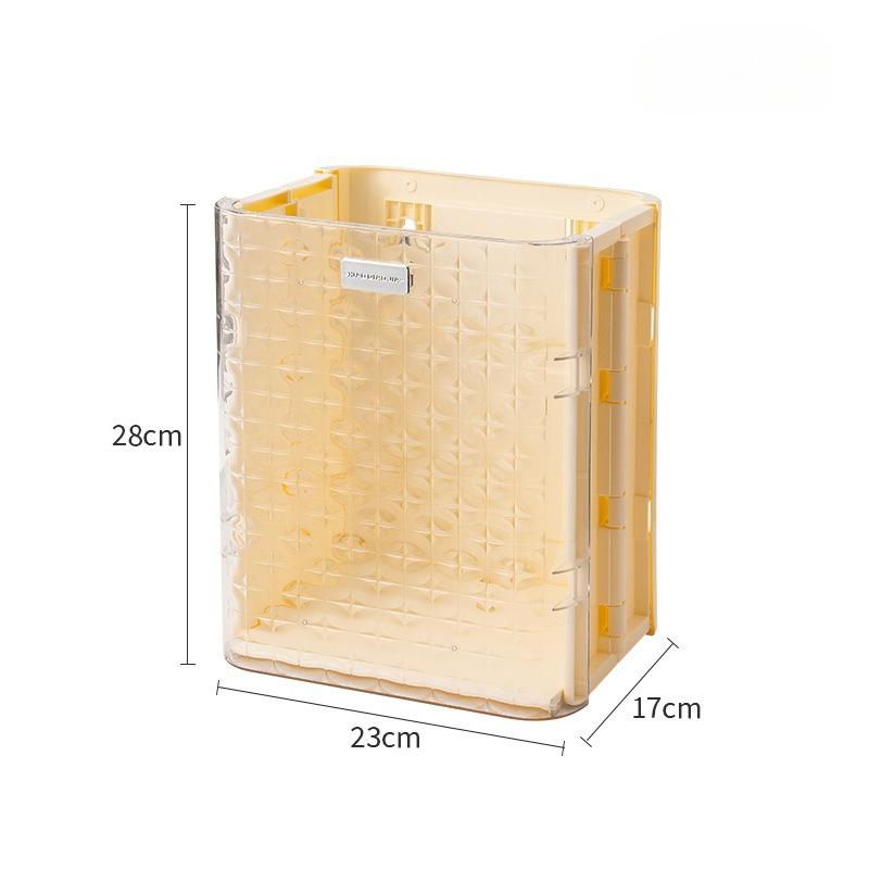 

New Style Trash Can Household Kitchen Large Capacity Transparent Panel Hanging Wall Hanging Folding Storage Bin Trash Can
