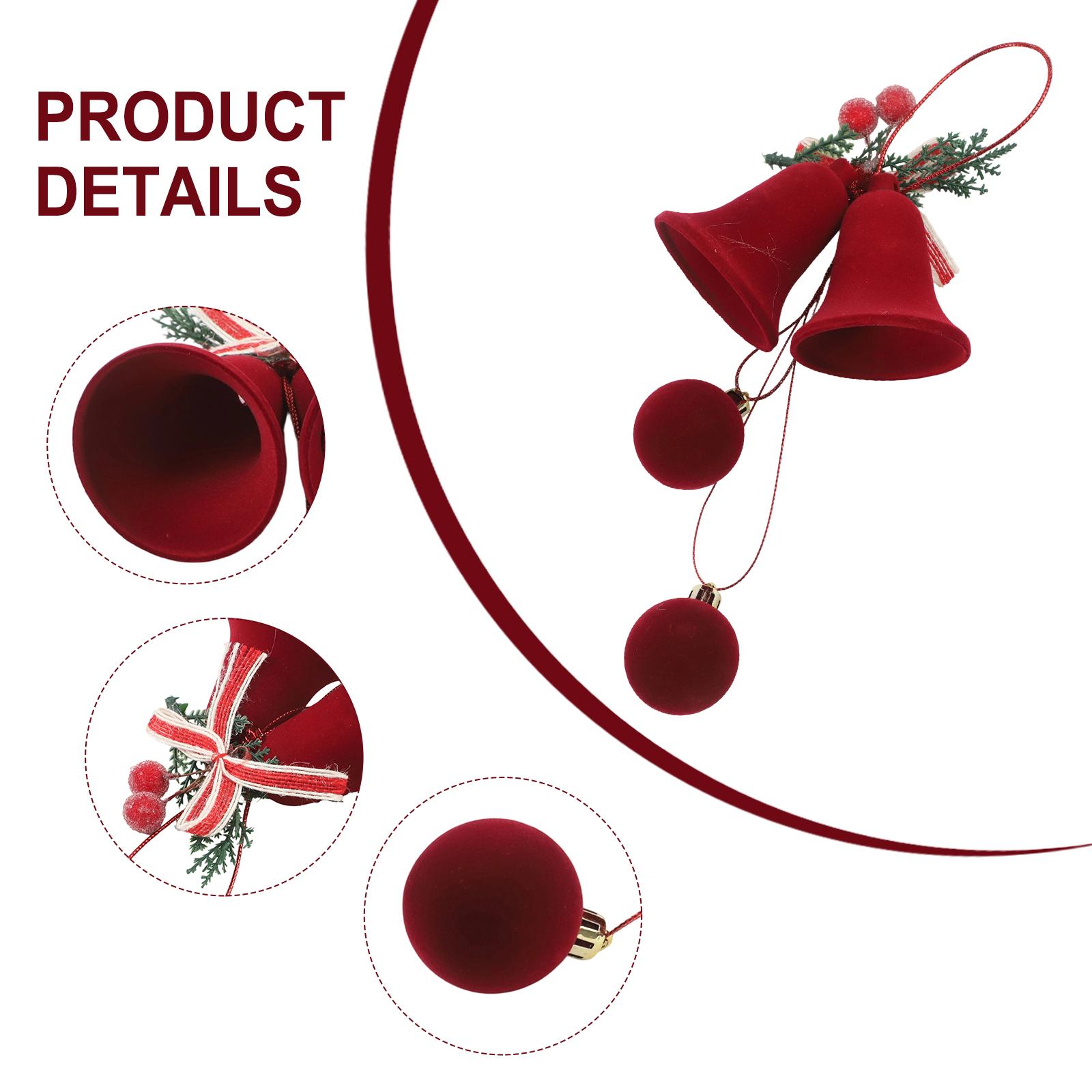

Christmas Decoration As Shown Christmas Bell Ornaments Rich Burgundy Decor Festive Ambiance Flocking Cloth Material